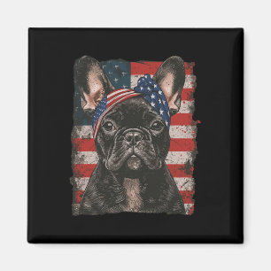 Imã Bulldog Francês Patriótico 4 De Julho EUA American