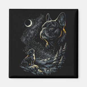 Imã Bulldog francês uivando para a lua vintage 90s eng