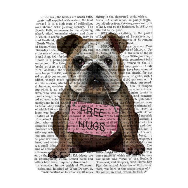 Ímã Bulldog Free Hugs (Vertical)