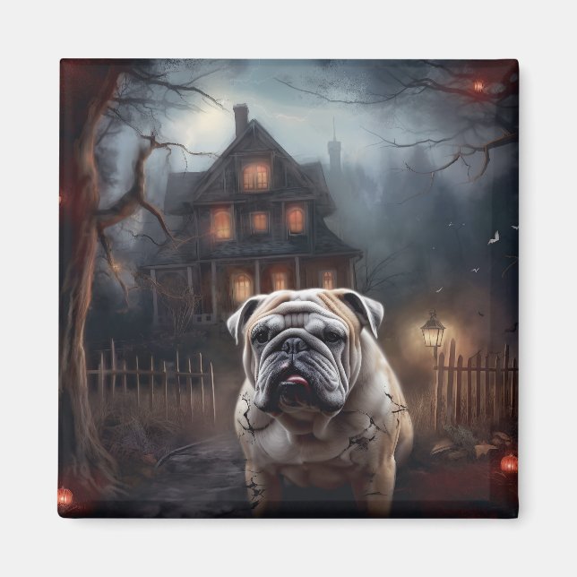 Imã Bulldog Halloween Scary (Frente)