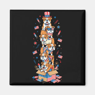 Imã Bulldog Inglês Bandeira Americana Dia da Memória d