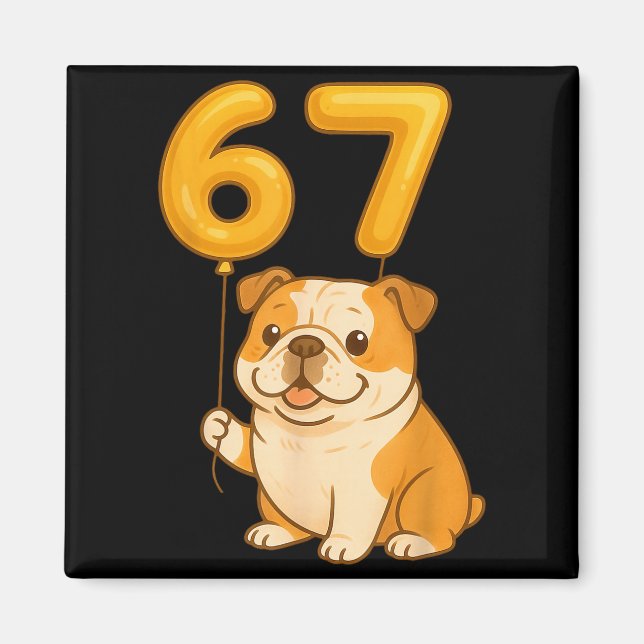 Imã Bulldog Inglês Cachorro Engraçado 67 Meme Seis Set (Frente)