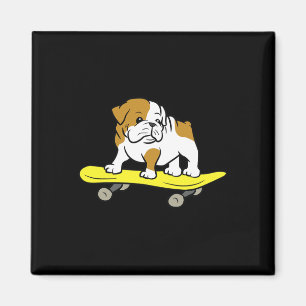 Imã Bulldog Inglês Cachorro Skate Patinador Bulldog