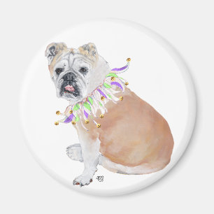 Imã Bulldog Inglês em Colar de Festa