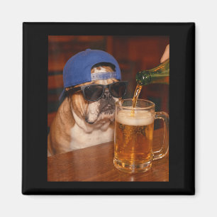 Imã Bulldog Inglês Engraçado Meme Bebendo Cerveja Pai