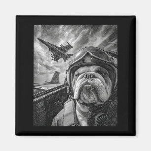 Imã Bulldog Inglês Engraçado Selfie Avião de Combate L