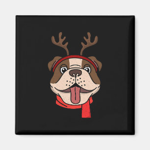 Imã Bulldog Inglês Rena de Natal Galhadas Natal