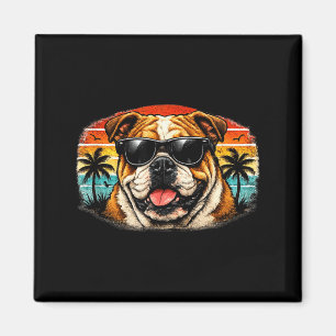 Imã Bulldog legal retrô pôr do sol vibrações de verão