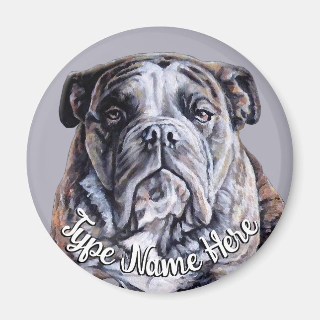 Imã Bulldog Magnet Personalizado Inglês Bulldog Gift (Frente)