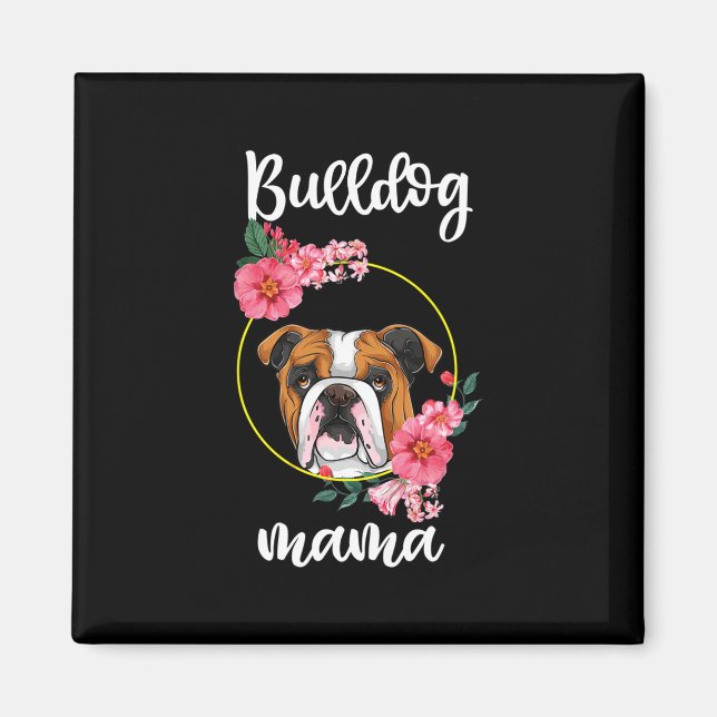 Imã Bulldog Mama Floral (Frente)