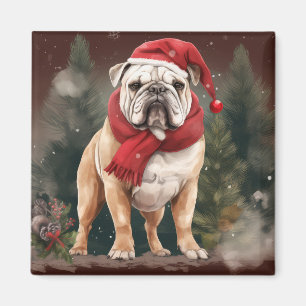 Imã Bulldog na Neve Natal