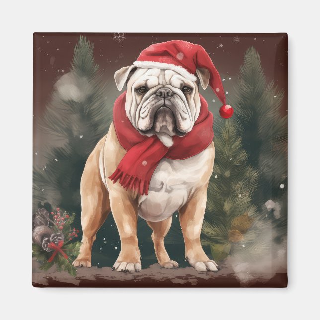 Imã Bulldog na Neve Natal (Frente)