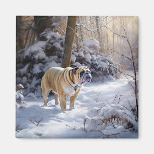 Imã Bulldog Natal Brushed Let It Snow