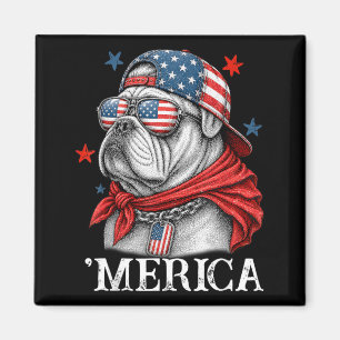 Imã Bulldog Patriota 4 De Julho América Homens Mulhere