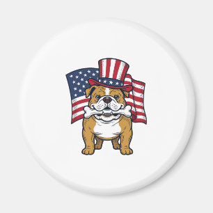 Imã Bulldog Patriótico Com Desenho Vetorial de Bandeir