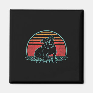 Imã Bulldog Retro Dog Lover Estilo de Vintage 80s
