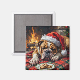 Imã Bulldog Sonolento Dormindo Rápido Chapéu de Papai