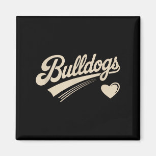 Imã Bulldogs Retrô Coração Vintage Para Homens Mulhere