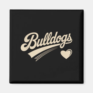 Imã Bulldogs Retrô Coração Vintage para Homens Mulhere