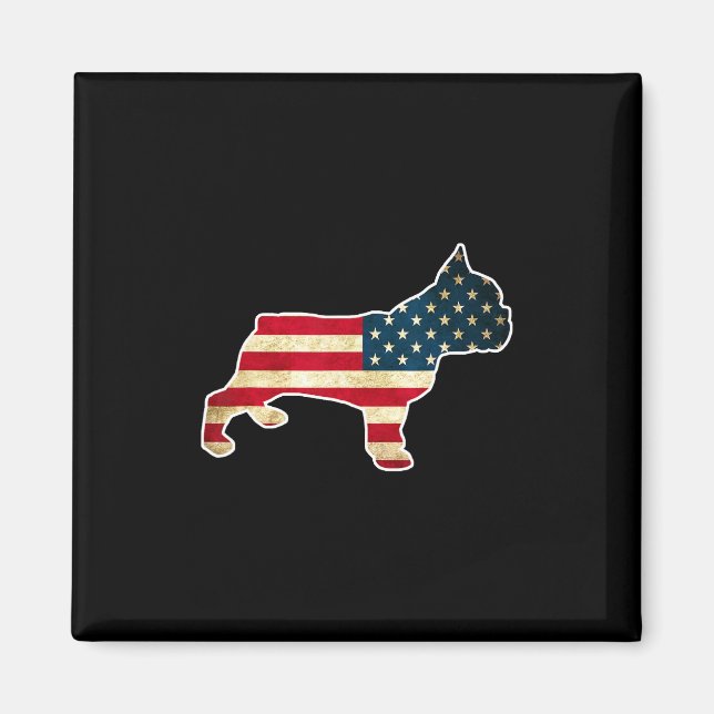 Imã Bulldogue Francês do Dia 4 de Julho Bandeira Ameri (Frente)