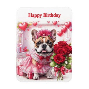 Ímã Bulldogue Francês Rosas French Bulldog