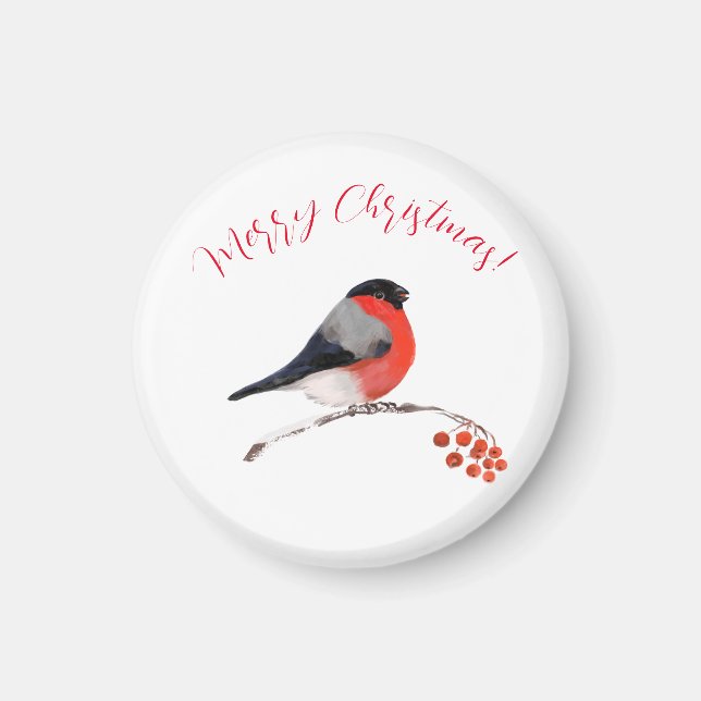 Imã Bullfinch e bagas vermelhas, Feliz Natal (Frente)