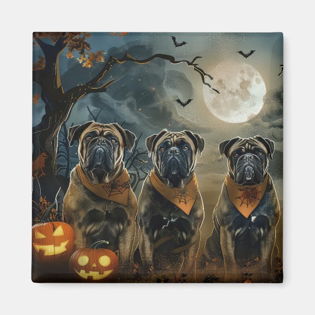 Imã Bullmastiff Halloween Spooky (Frente)