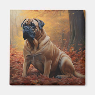 Imã Bullmastiff nas Folhas de Outono Caem Inspiração