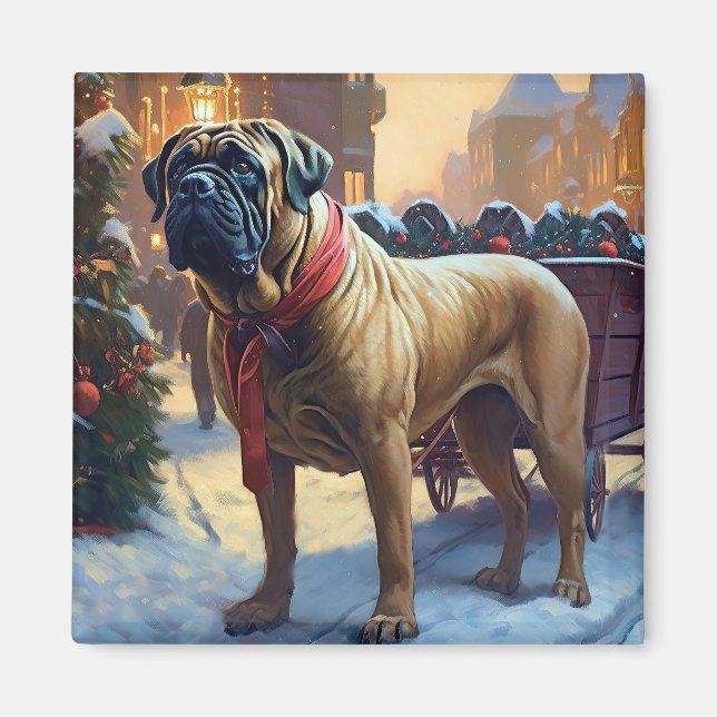 Imã Bullmastiff Natal Festivo (Frente)