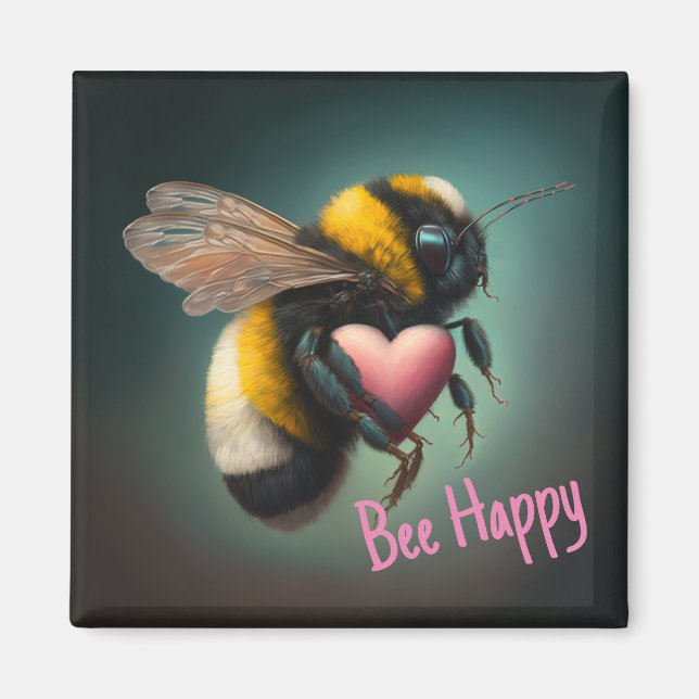 Imã Bumble Bee - Bee Happy - Magnet (Frente)