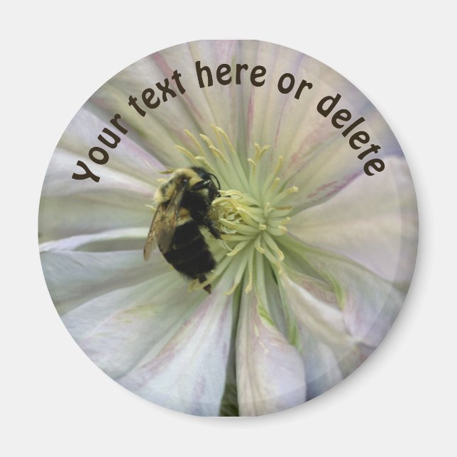 Imã Bumble Bee On Clematis Flower Personalized (Frente)