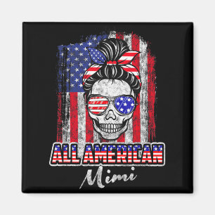 Imã Bun Desgrenhado Patriótico Americano Mimi Caveira