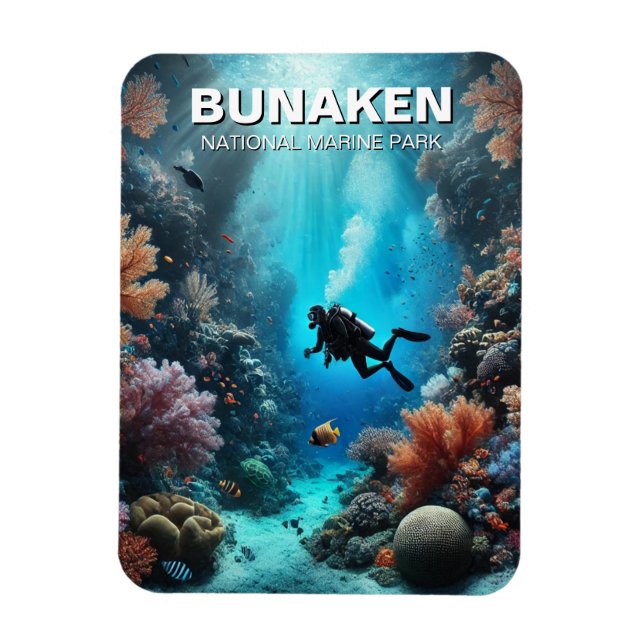 Ímã Bunaken Indonesia Scuba Diver (Vertical)