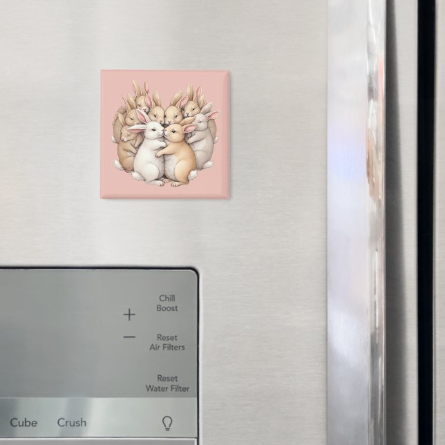 Imã Bunnies Adoráveis numa Ilustração de Abraço de Pas (In Situ (Fridge))