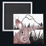 Imã Bunny and Butterfly<br><div class="desc">This image is hand drawn, highlighting this adorable bunny rabbit, though his friend is frolicking in the grass at the moment. Perhaps she's shy. This Creative & Celtic design invites you into the natural magnetism of your other side of style! From the face of whatever you choose, this bunny is...</div>