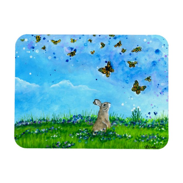 Ímã Bunny & Butterflies Magnet por Bihrle (Horizontal)