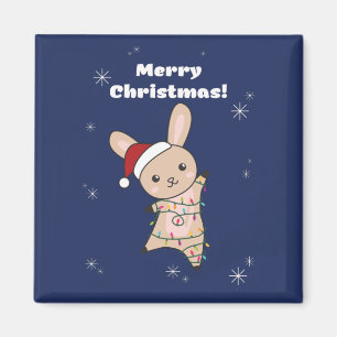 Imã Bunny Feliz Natal Animais de inverno Coelhos Magne