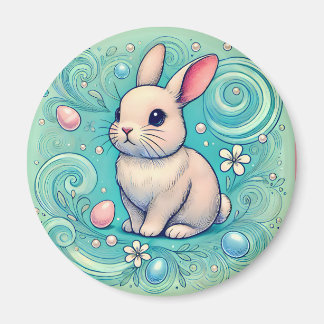 Imã ~ Bunny Magnet ~ Easter eggs & swirls ~