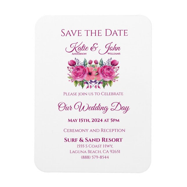 Ímã Buquê de Flor de Água - Casamento Salve a Data- (Vertical)