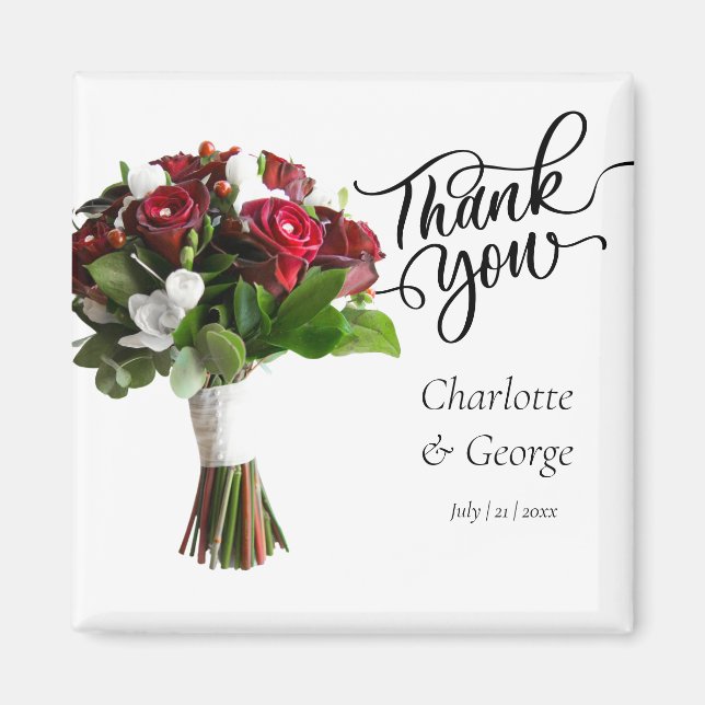 Imã Buquê de Flores Agradecimento Favor de Casamento (Frente)
