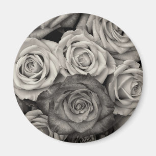 Imã Buquê de Flores bonito de Rosas Negras e Brancas