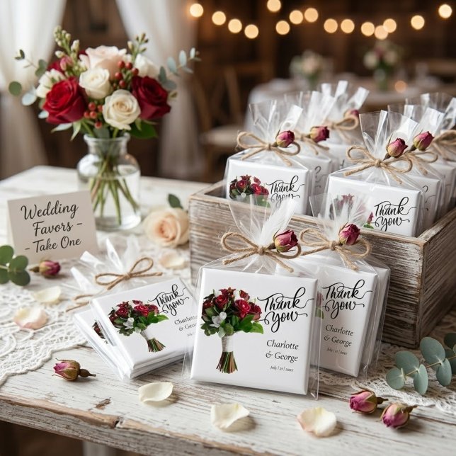 Imã Buquê de Flores de Casamento Obrigado Favor de Cas (Criador carregado)