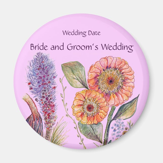 Imã Buquê Flor Casamento de Souvenir Magnet (Frente)