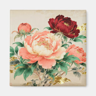 Imã Buquê Floral de Peônia Luxuoso