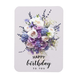 Ímã Buquê Vintage Caligrafia de Aniversário Personal
