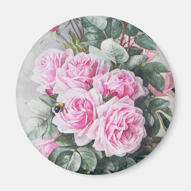 Imã Buquê Vintage Pink Roses (Frente)