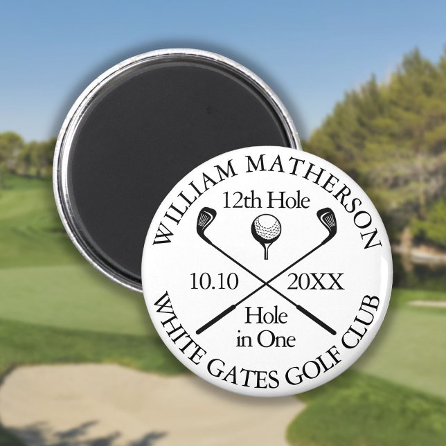 Imã Buraco De Golfe Em Um Moderno Personalizado (Golf Hole In One Personalized Modern Magnet)