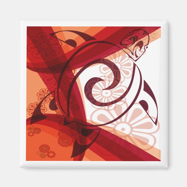 Imã Burgandy-Floral-Tartaruga (Frente)