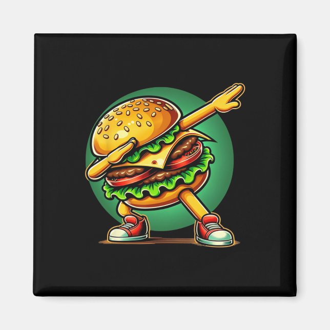 Imã Burger Dabbing Dancing Funny Burger Comida Hamburg (Frente)