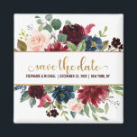 Imã Burgundy Red Marinho Floral Russo Boho Salvando a<br><div class="desc">Casamento Russo Floral de Marinho Vermelho com Aquarela Salve o ímã de data. Perfeito para um casamento outono. O design apresenta um buquê espantoso de burgundy / Marsala, pêssego, marinho/rosa com folhas correspondentes. Por favor, encontre mais designs e variações na minha loja de "blisswedingpaperie". E sinta-se à vontade para contactar-me...</div>